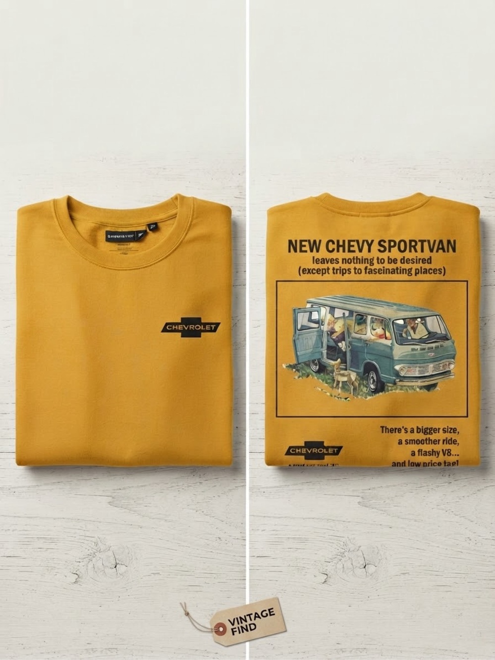 VINTAGE CHEVY SPORTVAN GRAPHIC FLEECE SWEATSHIRT M